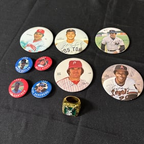 Vintage Baseball Pins, Replica Super Bowl Ring