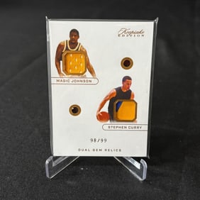 Magic Johnson, Steph Curry Relic Card, #/99
