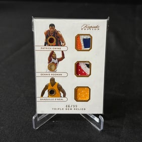 Ewing, Rodman, O'Neal Triple Relic Card