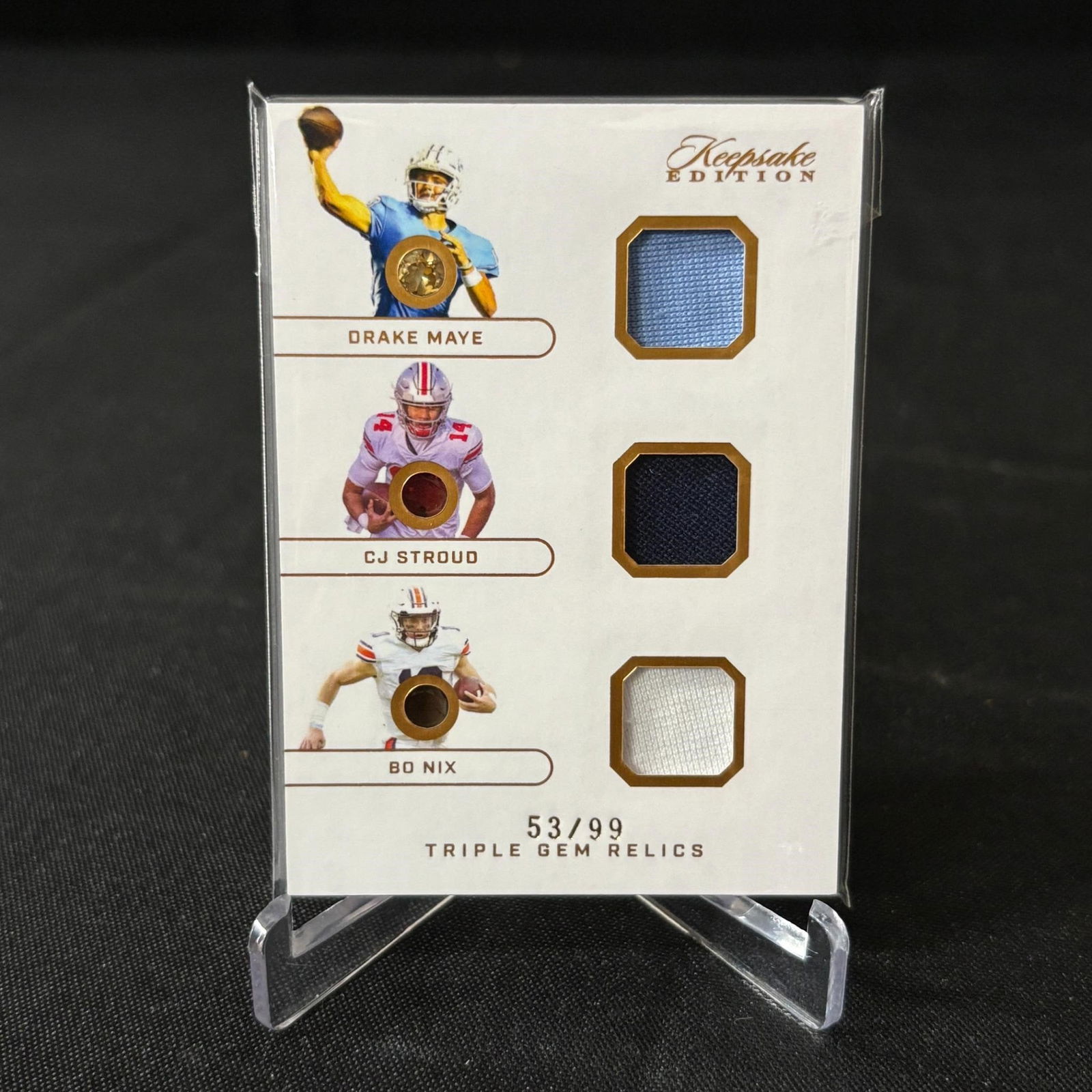 Maye, Stroud, Nix Triple Gem Relic Card #/99 (1 of 2)