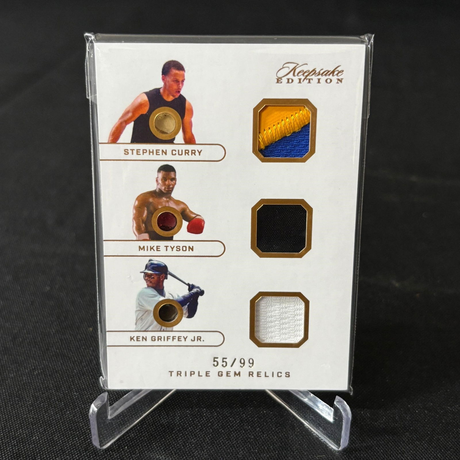 Steph Curry, Tyson, Griffey Triple Relic Card #/99 (1 of 2)