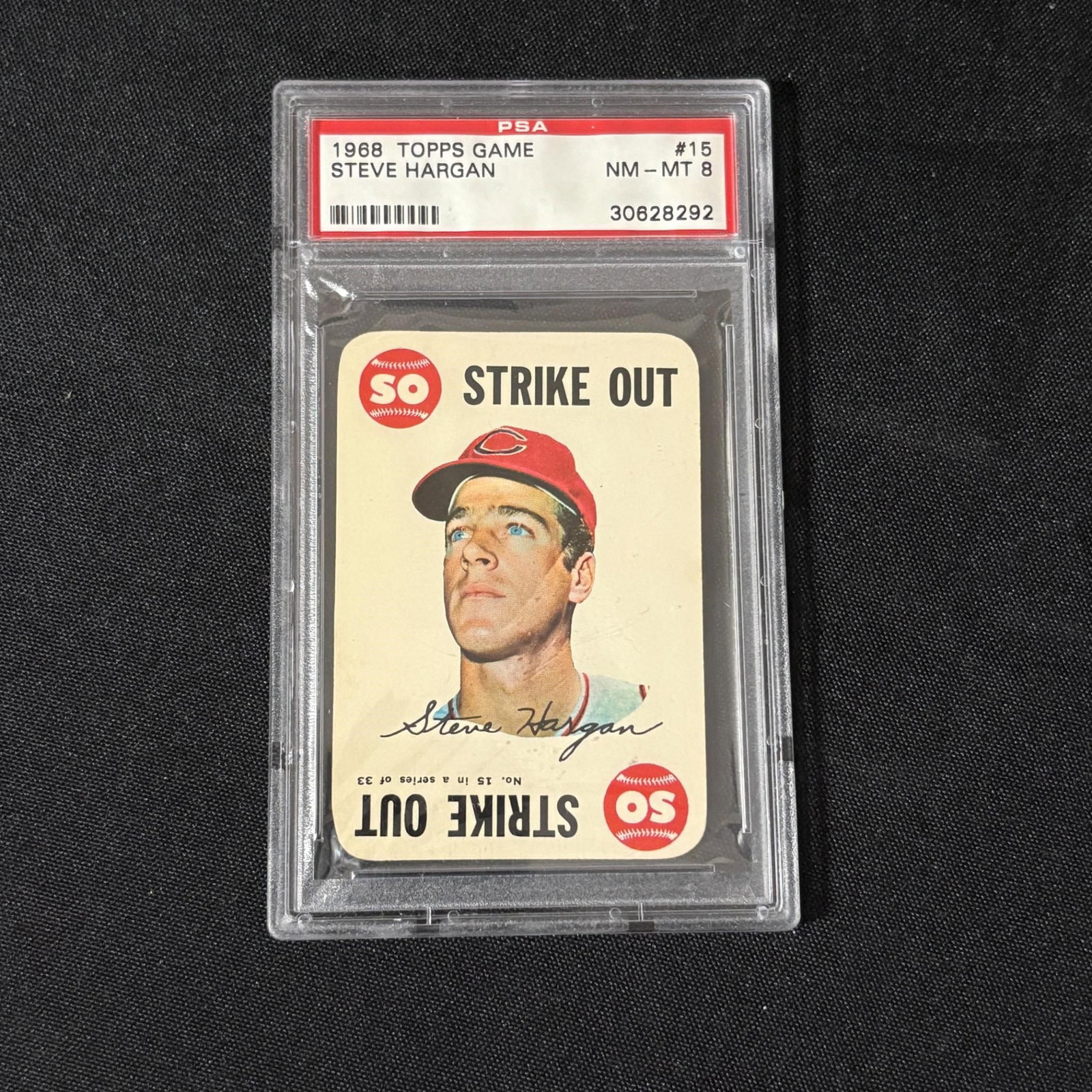 PSA 8 Steve Hargan 1968 Topps Game: PSA 8 Steve Haragan #15 Topps Game 1968 Baseball Card. All items are sold as is. Please look at pictures carefully to determine what you believe are the condition of each lot. By choosing which card t