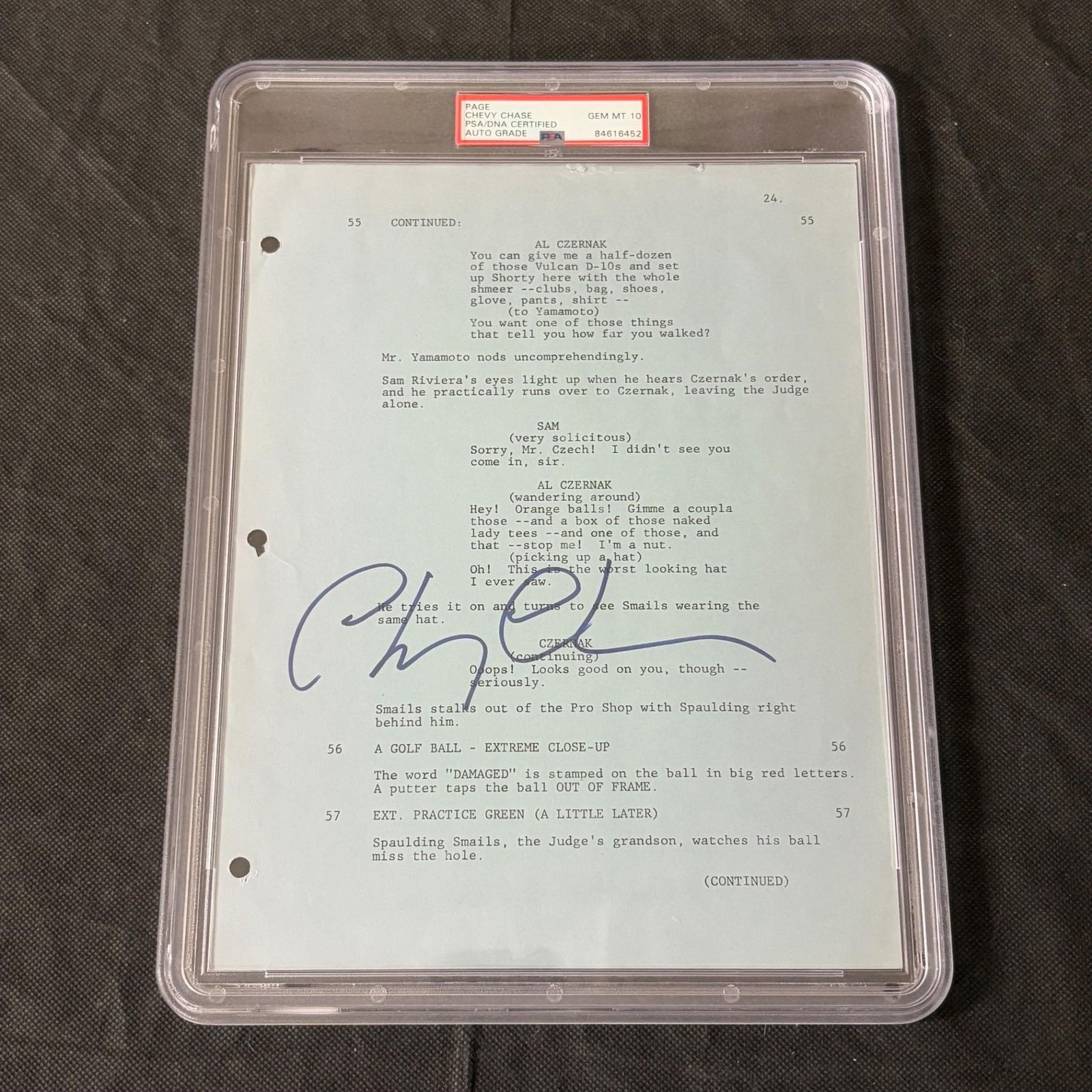 PSA 10 Chevy Chase Signed Caddyshack Script Page (1 of 4)