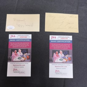 Peggy Wood, Minnie Palmer Signed Cards JSA COA