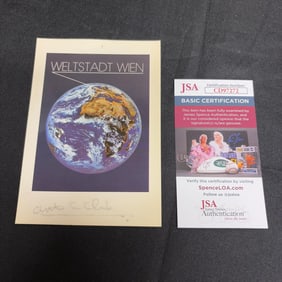 Arthur C Clark Signed Earth Post Card JSA COA