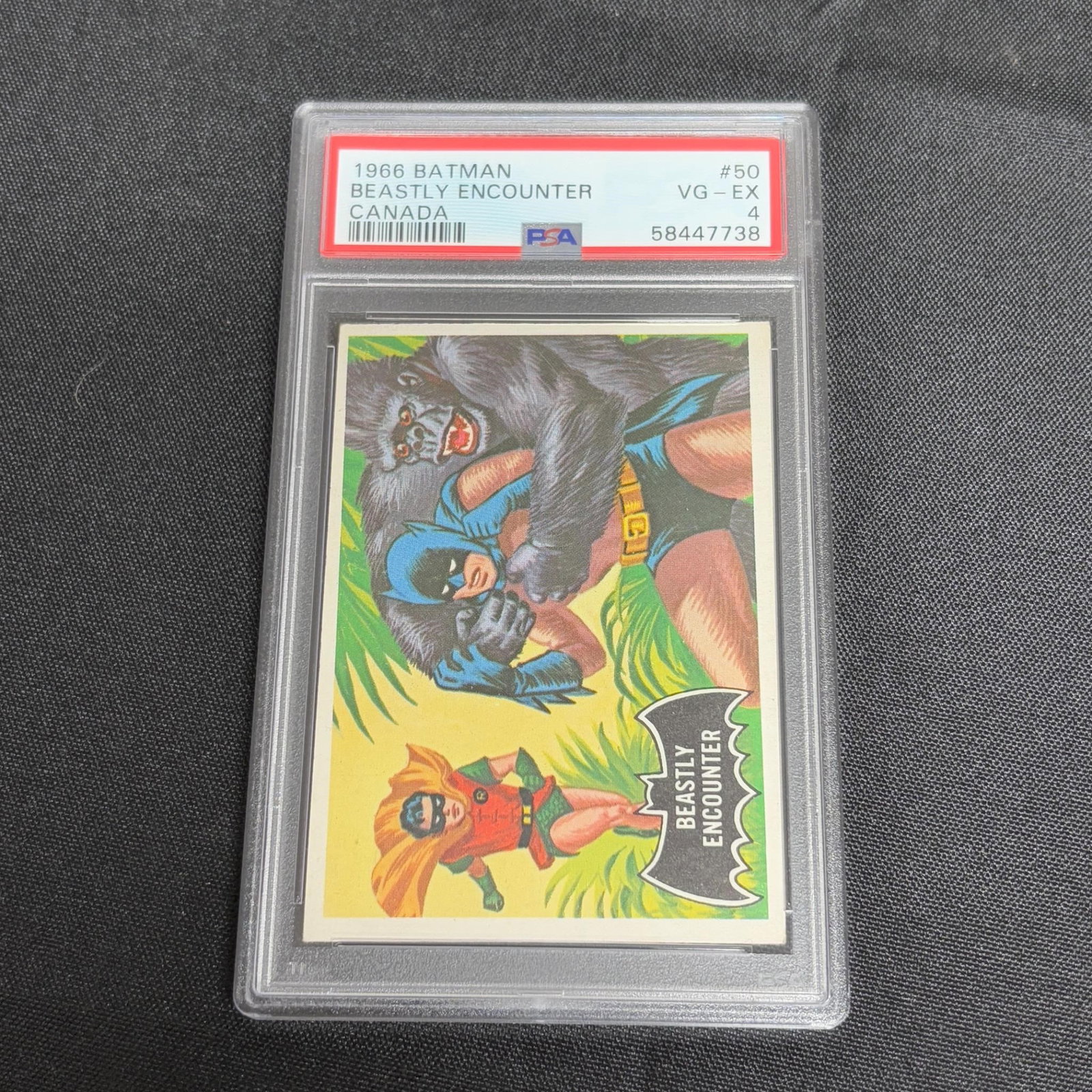 PSA 4 Beastly Encounter 1966 Batman: All items are sold as is. Please look at pictures carefully to determine what you believe are the condition of each lot. By choosing which card to use to register to bid, you authorize us to use the c