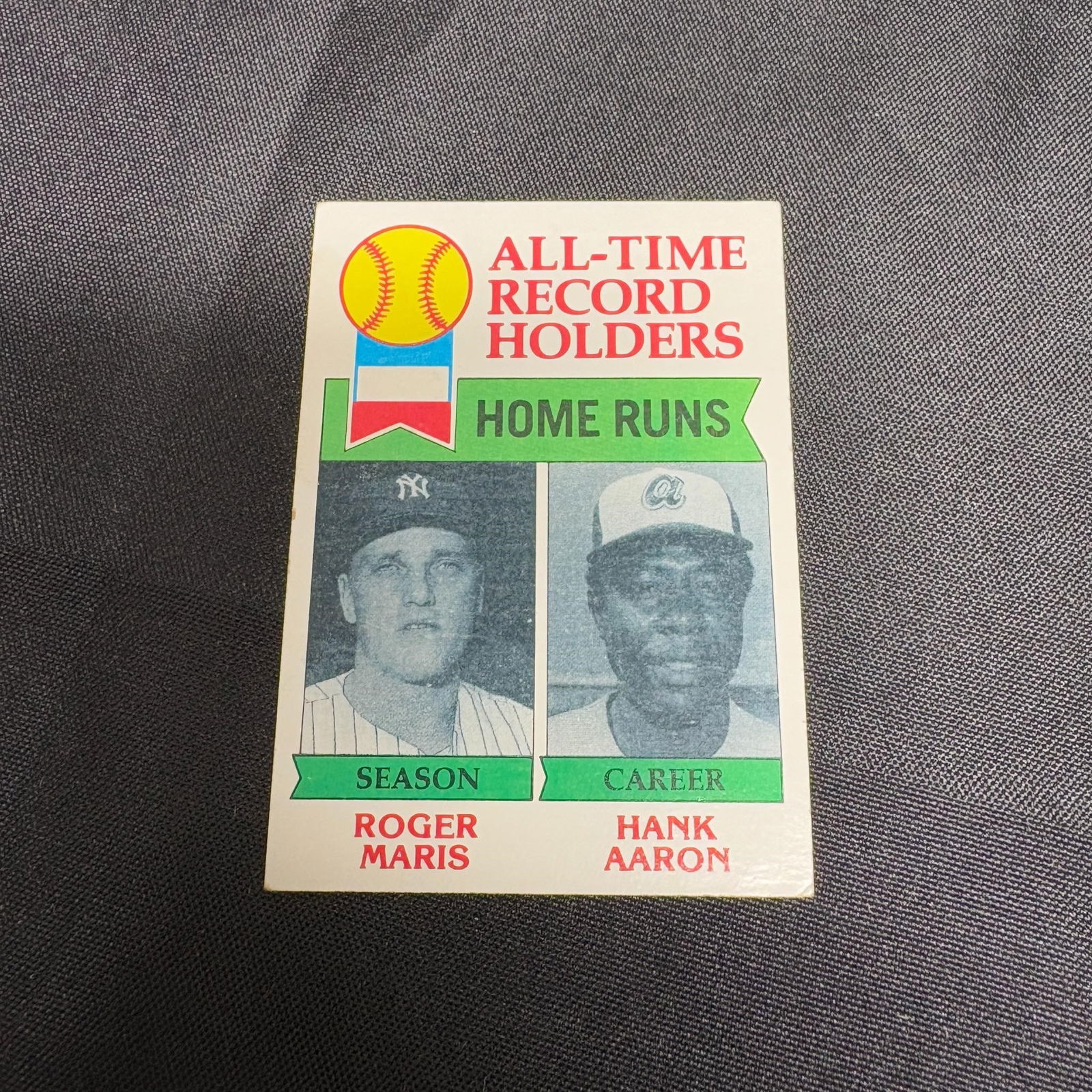 1979 Topps Home Run Records, Maris, Aaron: 1979 Topps Home Run Records Roger Maris, Hank Aaron #413. All items are sold as is. Please look at pictures carefully to determine what you believe are the condition of each lot. By choosing which car