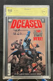 DCeased 1 Signed by Hairsine, Gaudian CBCS 9.8: verified by CBCS and graded a 9.8, signed by Trevor Hairsine, Stefano Gaudian All items are sold as is. Please look at pictures carefully to determine what you believe are the condition of each lot.