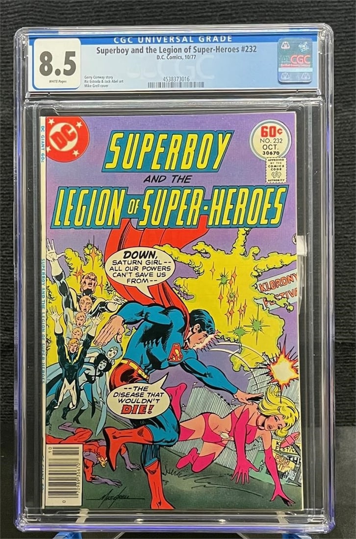 Superboy & the Legion of Superheroes 232 CGC 8.5: All items are sold as is. Please look at pictures carefully to determine what you believe are the condition of each lot. By choosing which card to use to register to bid, you authorize us to use the c