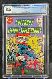 Superboy & the Legion of Superheroes 232 CGC 8.5: All items are sold as is. Please look at pictures carefully to determine what you believe are the condition of each lot. By choosing which card to use to register to bid, you authorize us to use the