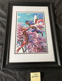 Captain America vs. Iron Man Metallic Print Framed