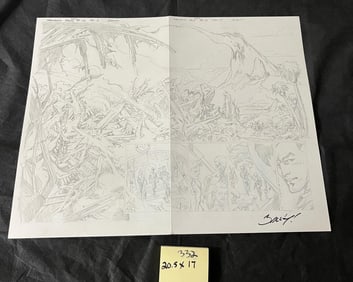 Mark Bagley Signed Double Page Original FF Art