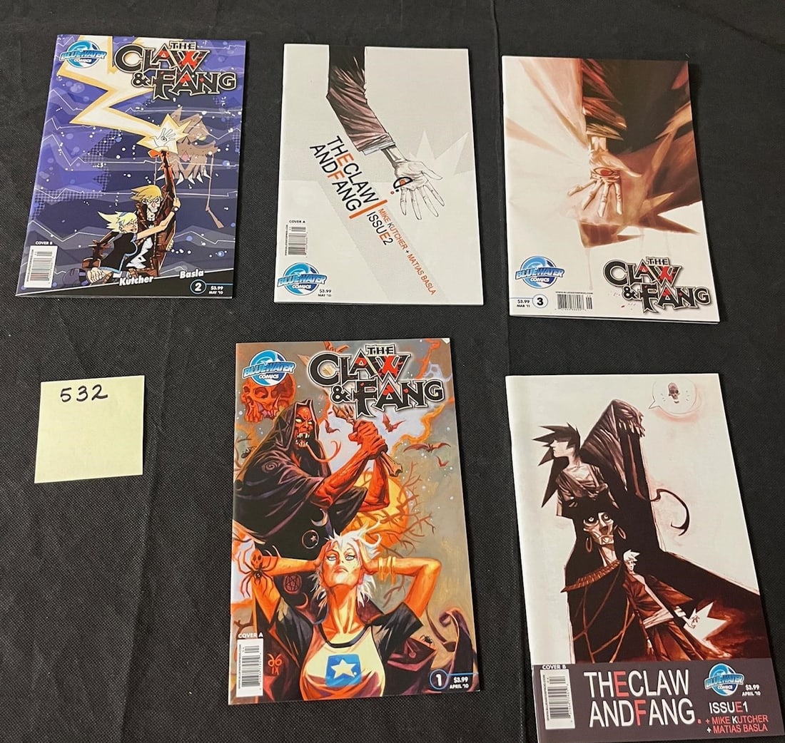 Claw & Fang Blue Water Modern Age Comic Books: All items are sold as is. Please look at pictures carefully to determine what you believe are the condition of each lot. By choosing which card to use to register to bid, you authorize us to use the c