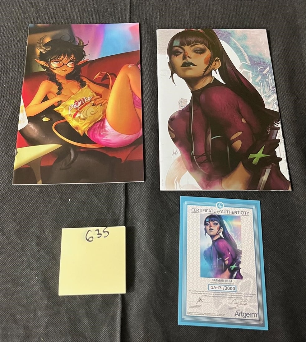 Artgerm Exclusives Batman 134 & Paprika 1 Megacon: All items are sold as is. Please look at pictures carefully to determine what you believe are the condition of each lot. By choosing which card to use to register to bid, you authorize us to use the c