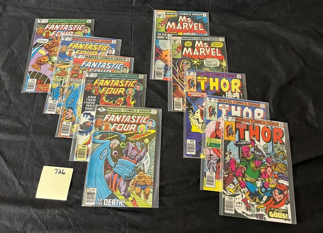 Ms. Marvel, Fantastic Four, & Thor Bronze Age Lot: All items are sold as is. Please look at pictures carefully to determine what you believe are the condition of each lot. By choosing which card to use to register to bid, you authorize us to use the c