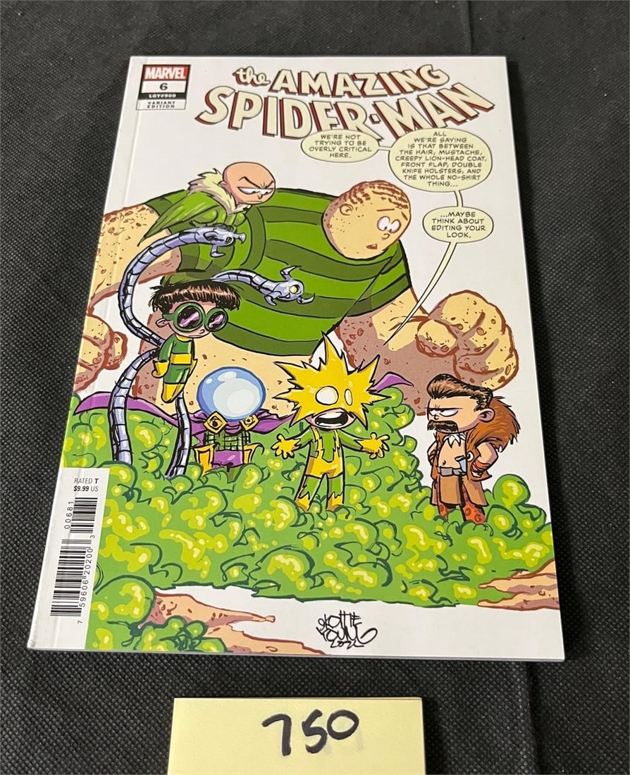 Amazing Spider-man 6 Skottie Young Variant Cover: All items are sold as is. Please look at pictures carefully to determine what you believe are the condition of each lot. By choosing which card to use to register to bid, you authorize us to use the c