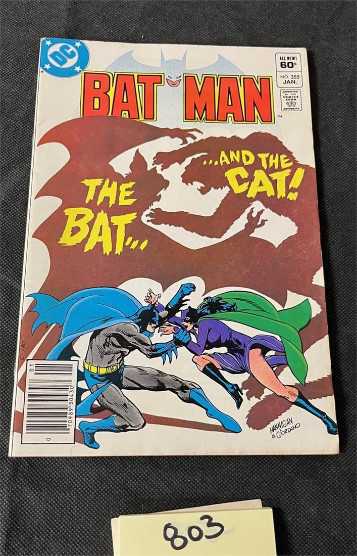 Batman 355 Newsstand Ed. Vs. Catwoman: All items are sold as is. Please look at pictures carefully to determine what you believe are the condition of each lot. By choosing which card to use to register to bid, you authorize us to use the c