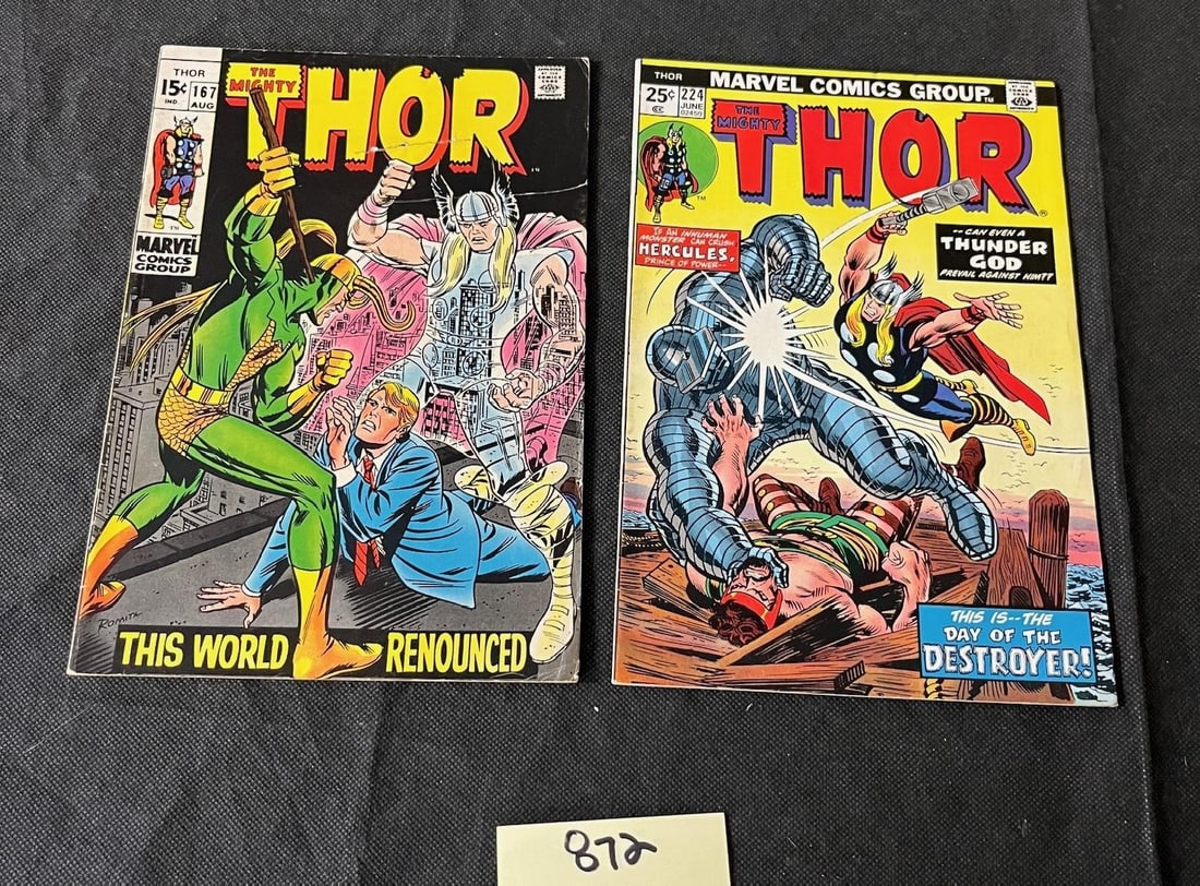 Thor 167 & 224 Vs. Loki Marvel Bronze Age Comics (1 of 2)
