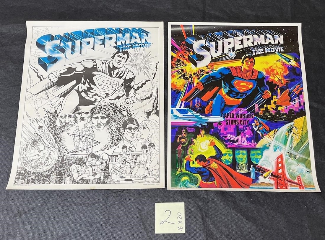 Superman the movie prints: All items are sold as is. Please look at pictures carefully to determine what you believe are the condition of each lot. By choosing which card to use to register to bid, you authorize us to use the c