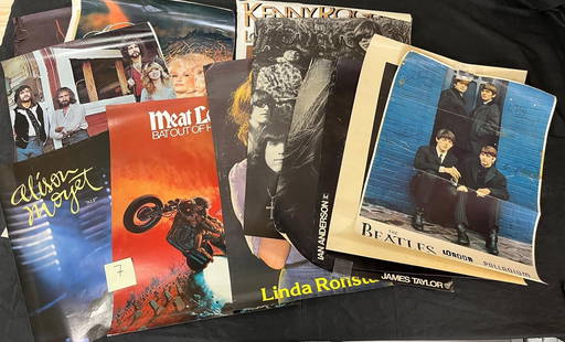 Group of Music Posters Meat Loaf, Beetles +: All items are sold as is. Please look at pictures carefully to determine what you believe are the condition of each lot. By choosing which card to use to register to bid, you authorize us to use the