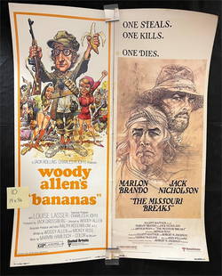 Woody Allen Bananas + Insert Movie Posters: All items are sold as is. Please look at pictures carefully to determine what you believe are the condition of each lot. By choosing which card to use to register to bid, you authorize us to use the