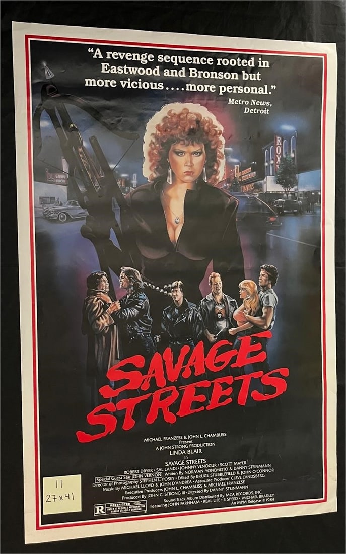 Linda Blair Savage Streets One Sheet Movie Poster: All items are sold as is. Please look at pictures carefully to determine what you believe are the condition of each lot. By choosing which card to use to register to bid, you authorize us to use the c