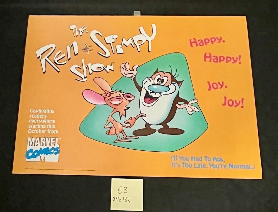 Ren & Stimpy Show Backlight Sign: This is a backlight rigid sign that fits into a storefront backlight sales holder. All items are sold as is. Please look at pictures carefully to determine what you believe are the condition of each l