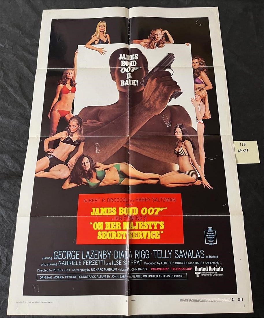 James Bond Majesty's Secret Service Movie Poster: Original One Sheet Movie Poster Style A. All items are sold as is. Please look at pictures carefully to determine what you believe are the condition of each lot. By choosing which card to use to regis