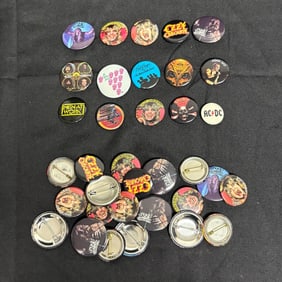 1980s Band Buttons, Ozzy, ACDC, +