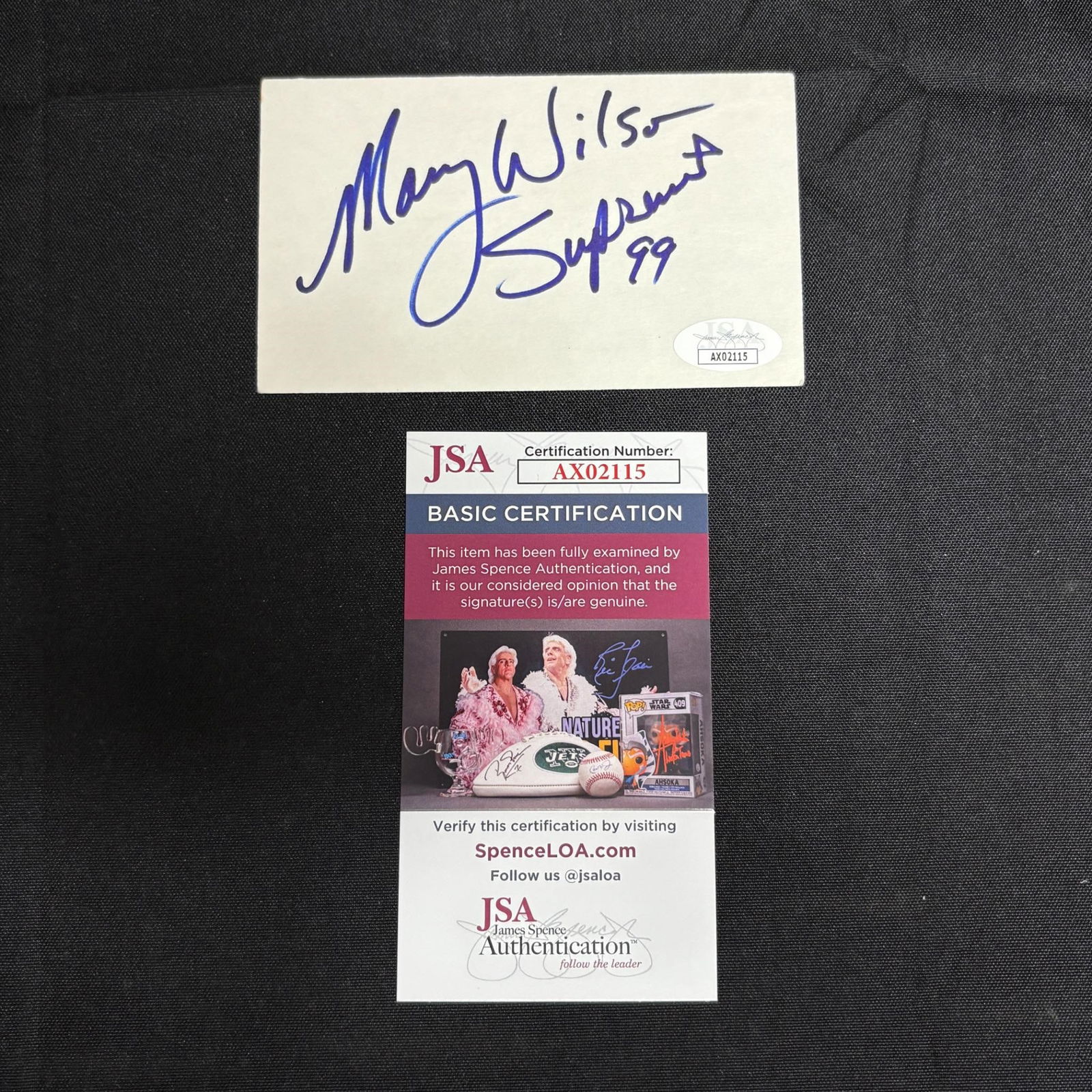 Mary Wilson Signature, JSA COA (1 of 1)