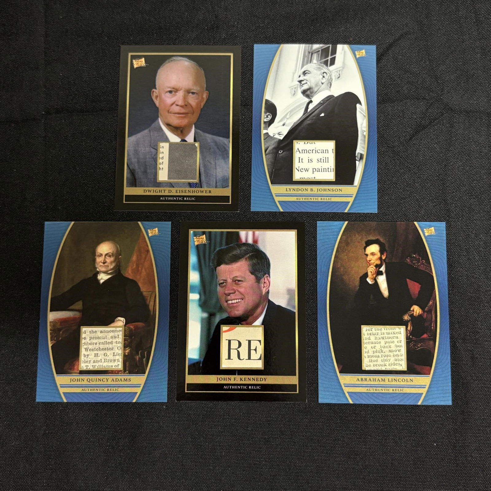 Presidents Relic Cards, Kennedy, Lincoln (1 of 2)