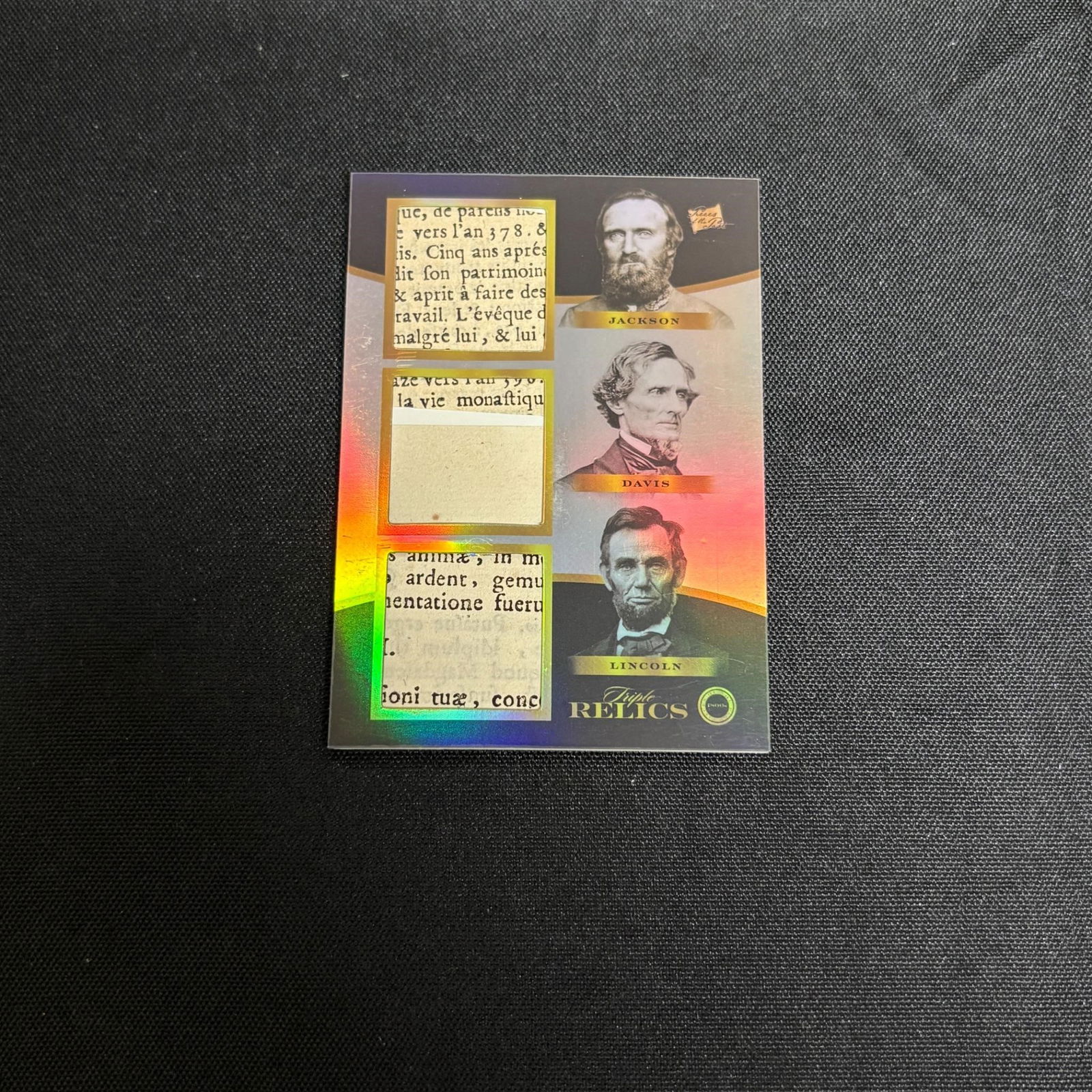 Jackson, Davis, Lincoln Triple Relic Card (1 of 2)