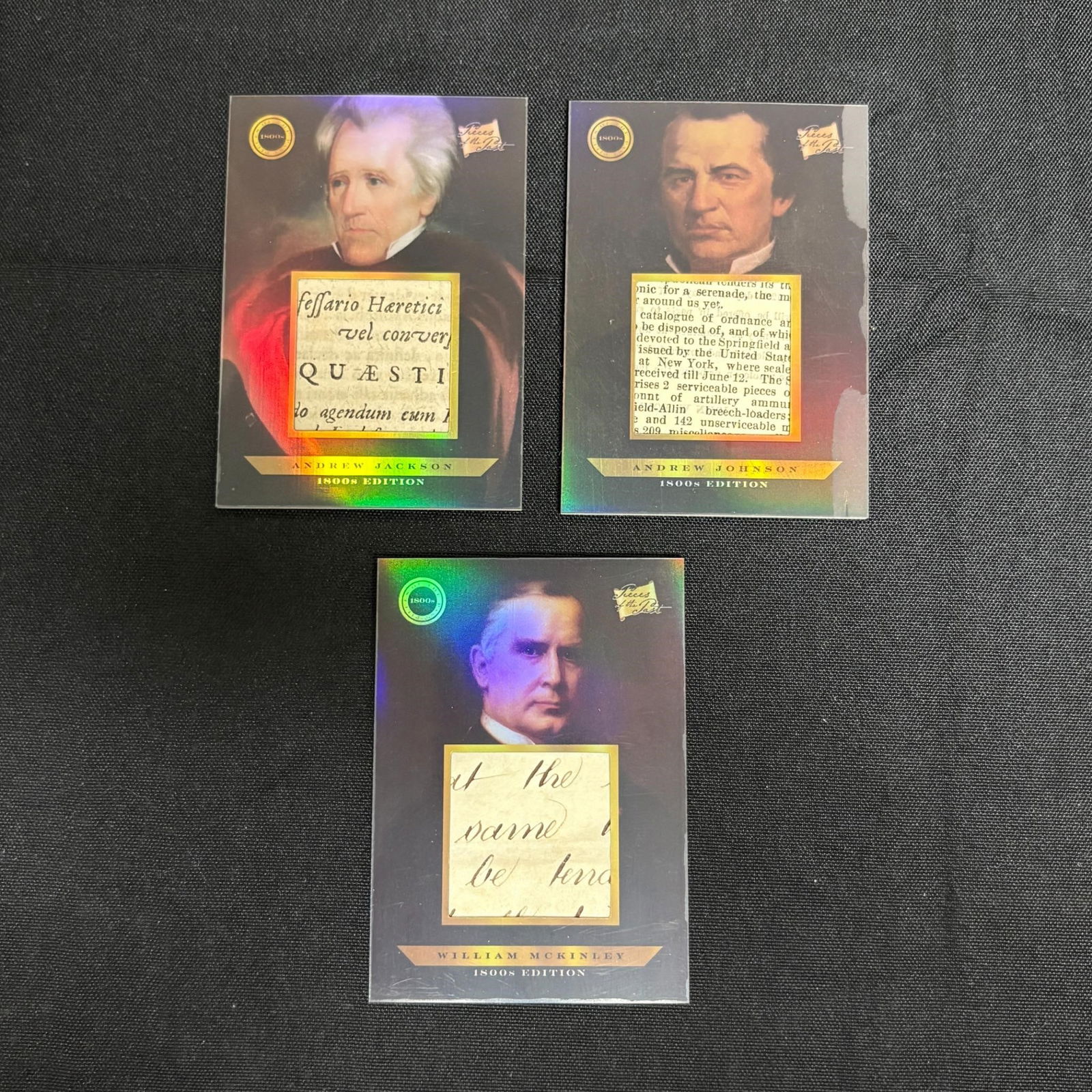 Jackson, Johnson, McKinley Relic Cards, w/ Writing (1 of 2)