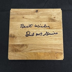 Dick McGuire Signed Basketball Flooring