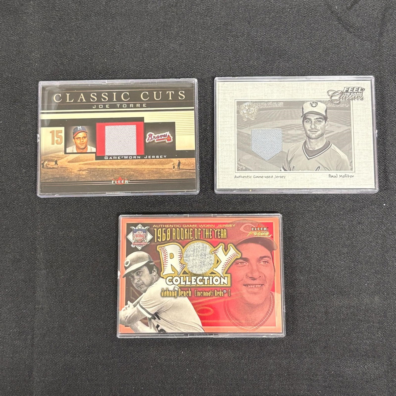 Joe Torre, Johnny Bench, Paul Molitor Jersey Cards (1 of 2)