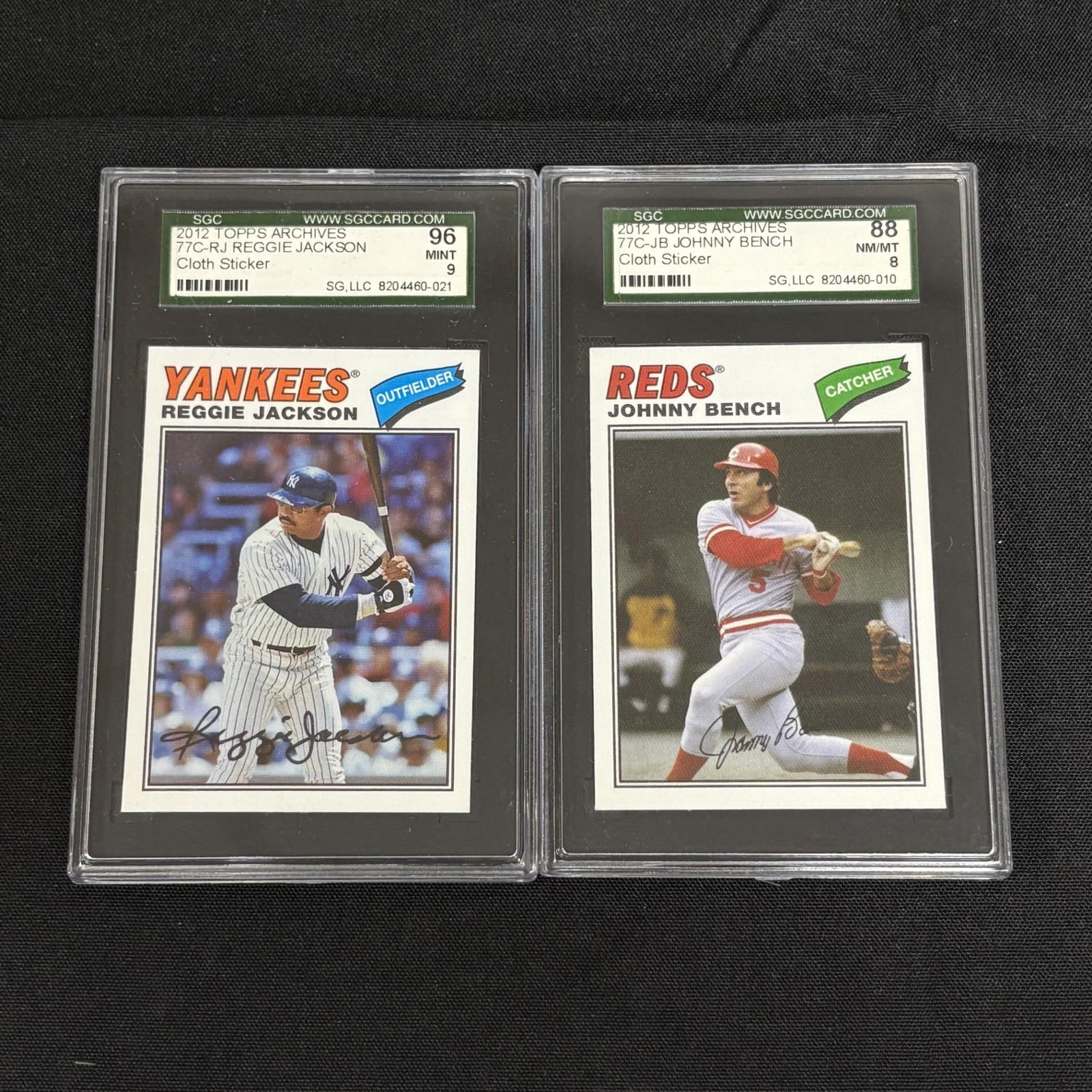 SGC 9 Reggie Jackson, SGC 8 Johnny Bench Cards (1 of 2)