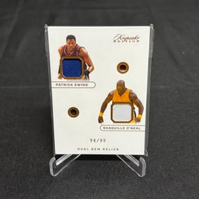 Patrick Ewing, Shaq Dual Gem Relic Card /99