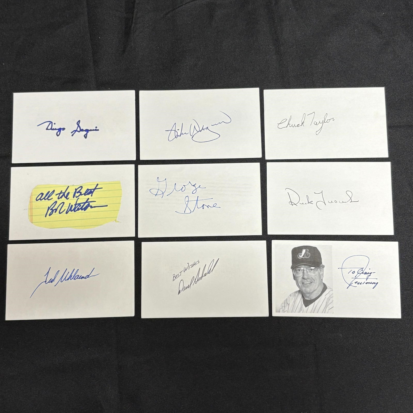 signed Baseball Player Index Cards (1 of 3)