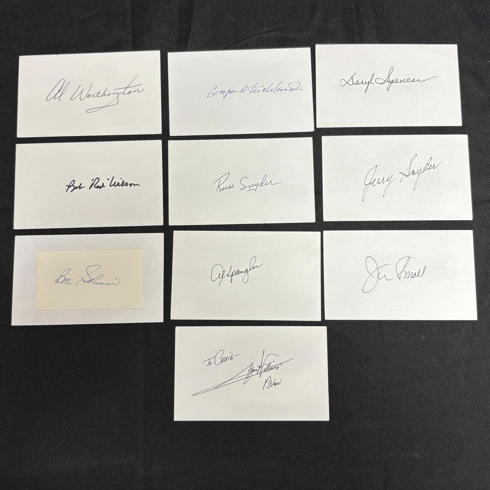 Group of MLB Baseball Player Signed Index Cards (1 of 3)