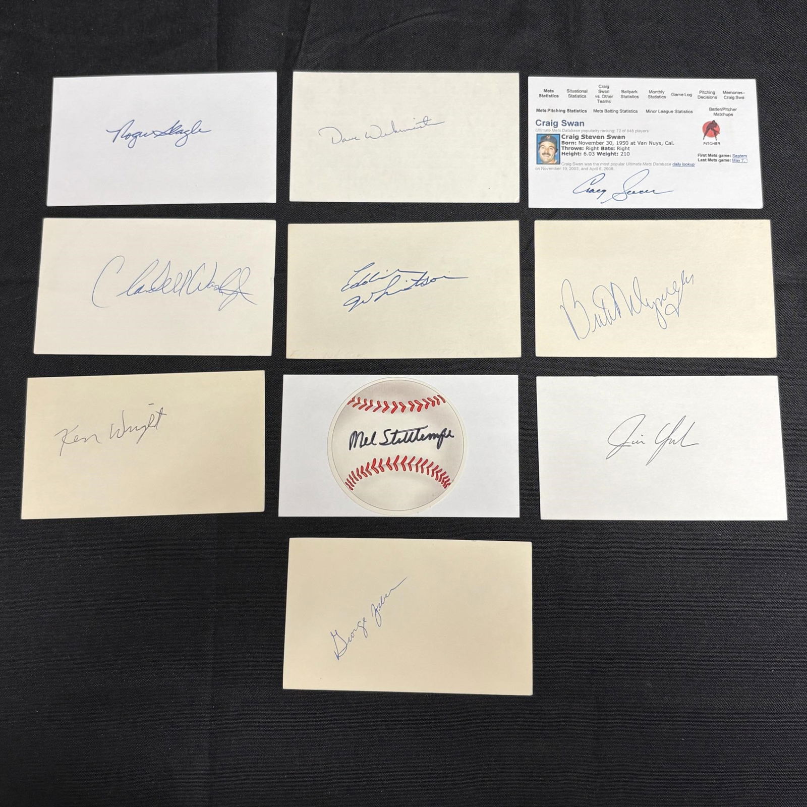 Group of MLB Baseball Player Signed Index Cards (1 of 3)