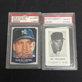 Enos Slaughter Auto, Mel Stottlemyre PSA 8