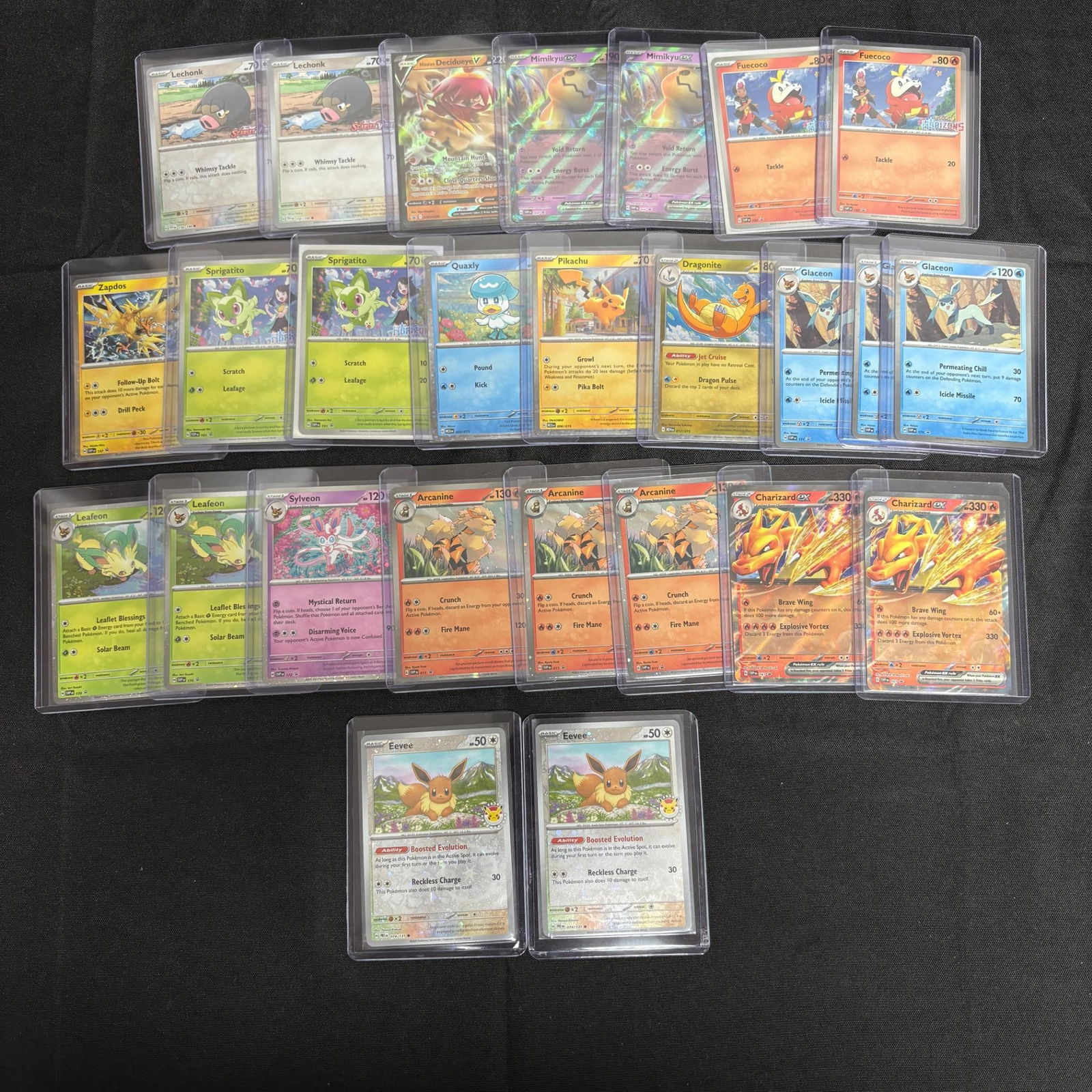 Pokemon Promo Card Lot, Eevee Pokemon Day: Lot of Modern Promo Pokemon Cards. Includes Cosmo Reverse Holo Eevee 2025 Pokemon Day cards. Charizard Ex, and Eeveelution Cosmo Holo Promos. All items are sold as is. Please look at pictures carefull