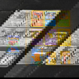 Vintage Pokemon Card Binder, 1st Eds: Vintage Pokemon Card Binder. Includes 1st Editions, Vintage Sticker Cards, and 1st editions. Base Set - E Reader Pokemon Cards. Both English and Japanese. Includes Vintage Base Set Empty Spanish boost