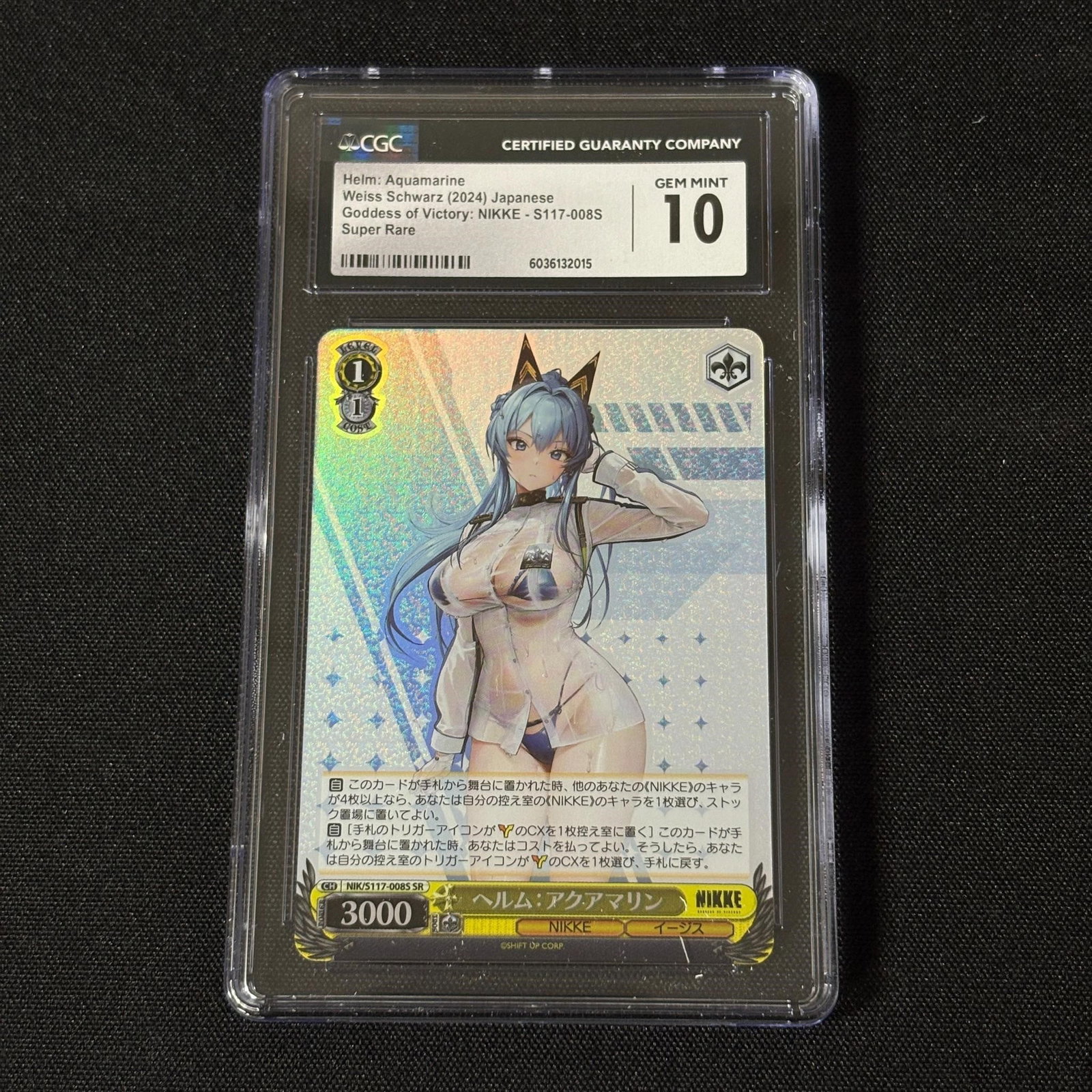 CGC 10 Helm Aquamarine Super Rare NIKKE: CGC 10 Helm: Aquamarine Super Rare Weiss Schwarz Goddess of Victory NIKKE Anime Trading Card. All items are sold as is. Please look at pictures carefully to determine what you believe are the conditio