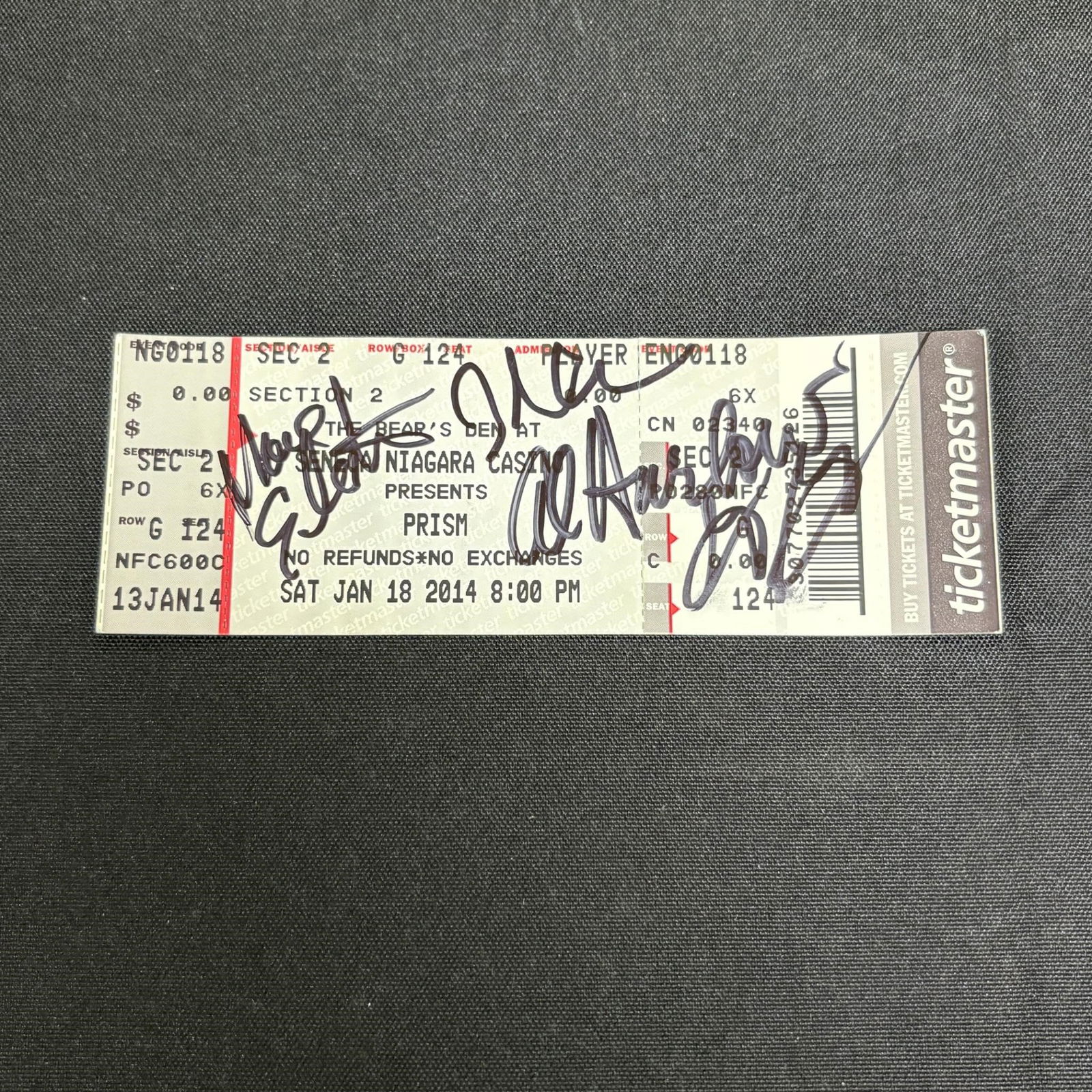 Prism Concert Ticket Signed by Band Members (1 of 1)