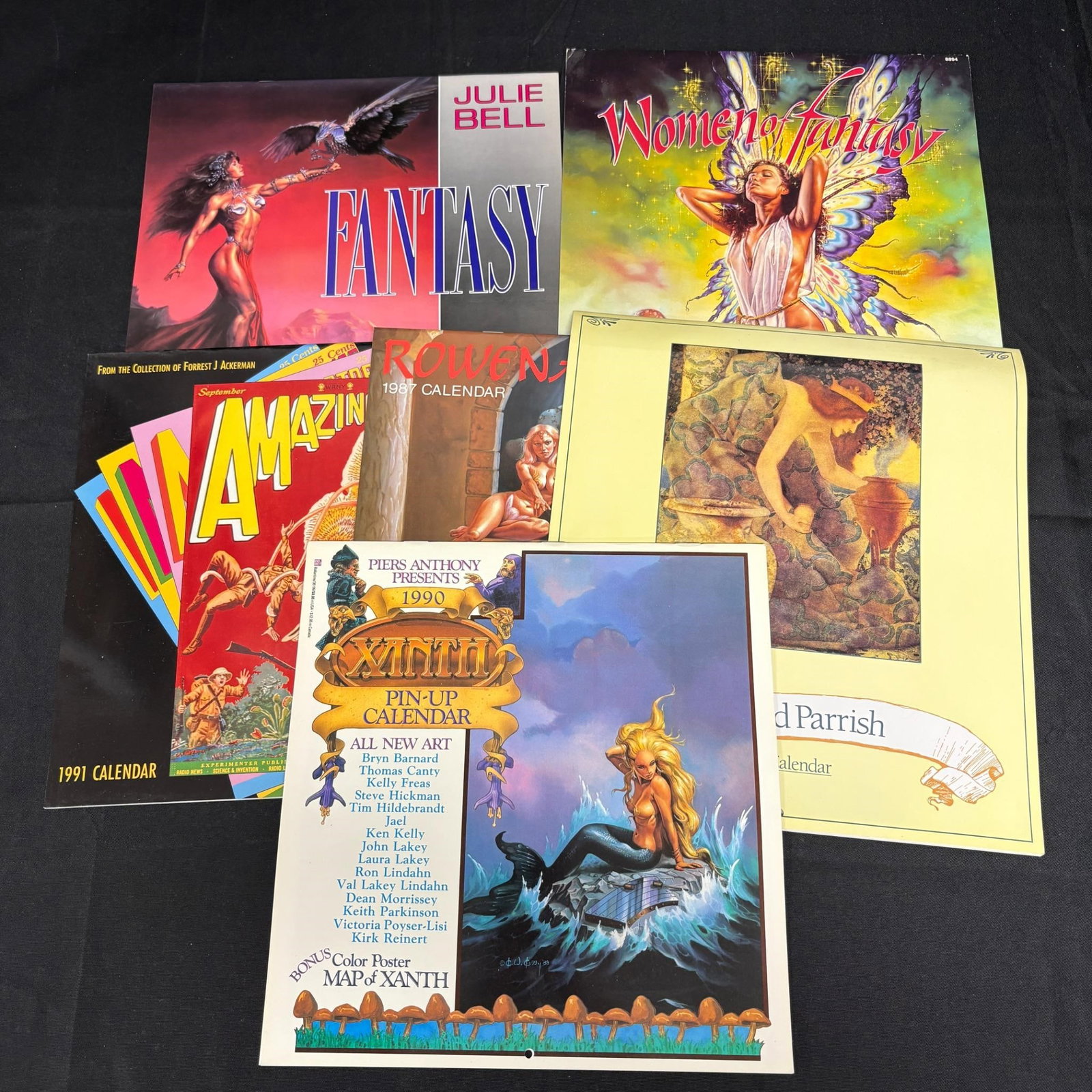 1980s and 90s Unused Fantasy Calendars: Julie Bell, Piers Anthony Pin-Up, Women of Fantasy, ++ All items are sold as is. Please look at pictures carefully to determine what you believe are the condition of each lot. By choosing which card t