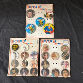 Vintage Buttons, Models, Movies, Comics