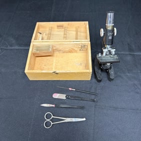 Vintage Microscope in Wooden Case