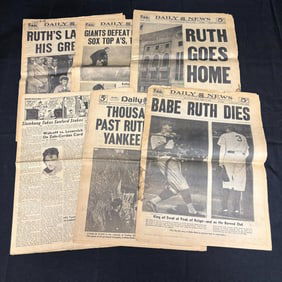 Original Newspapers from the Death of Babe Ruth