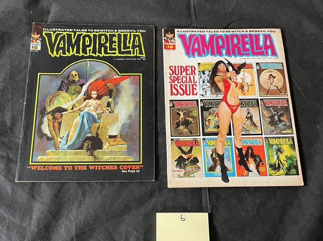 Vampirella 15 & 19 Warren Magazine Series Lot: We offer in person or virtual previews of auction lots up until the day before the auction. All items are sold as is. Please look at pictures carefully to determine what you believe are the condition 